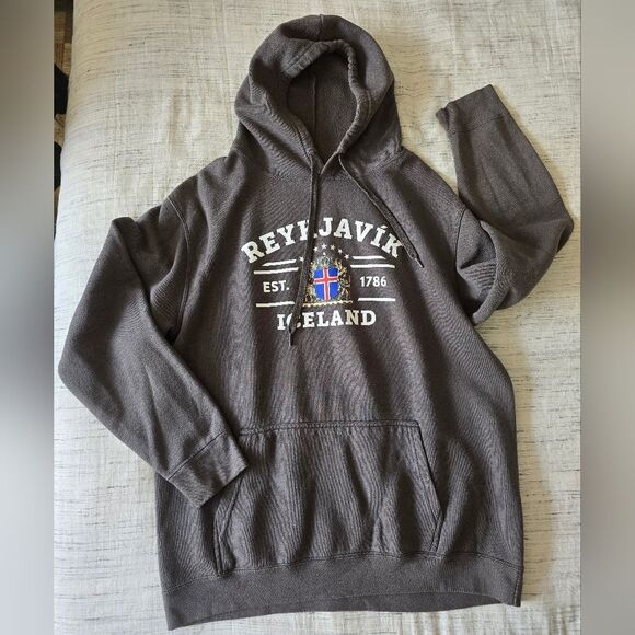 Oversized Gray Reykjavik Iceland Hoodie - Picture 1 of 3